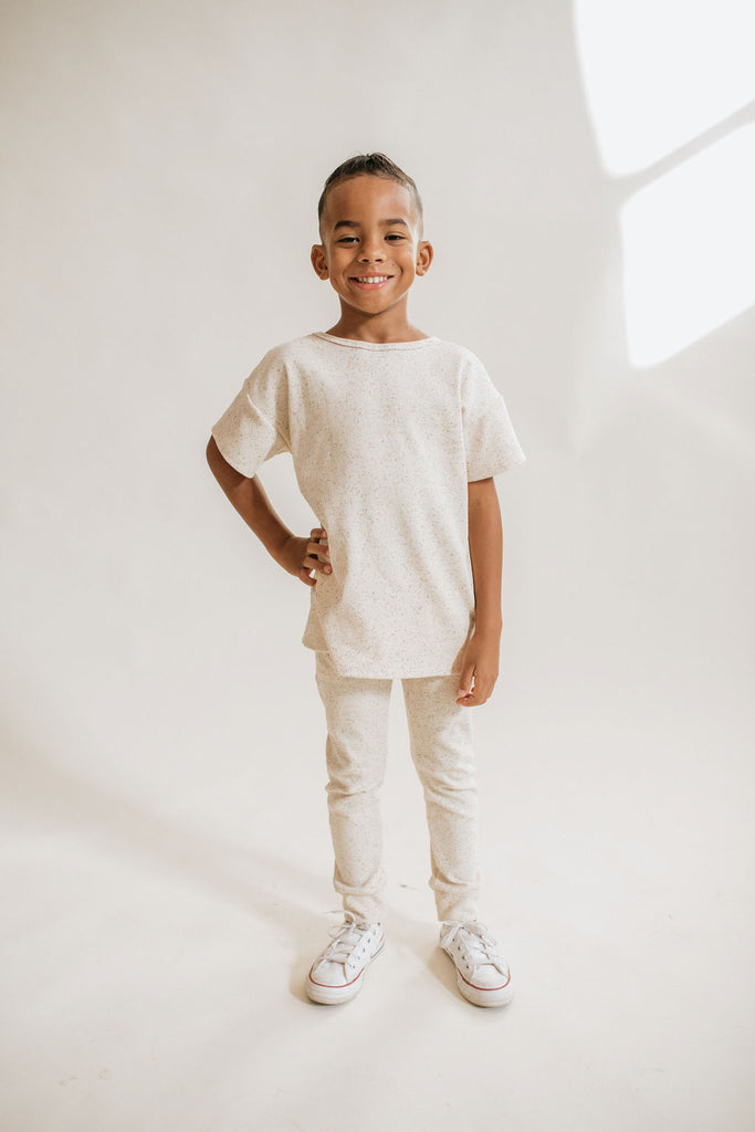 Organic Cotton kids ribbed T-shirt speckled