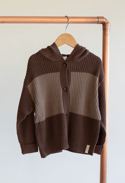 Bamboo & Organic Cotton Kids Brown Knit Button Cardigan