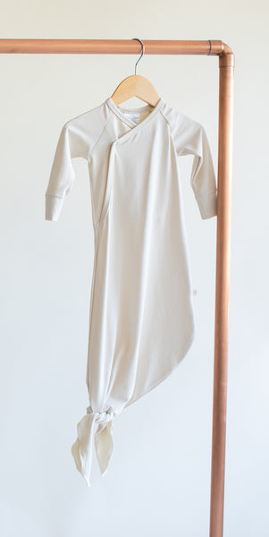 Bamboo & Organic Cotton baby knot gown white