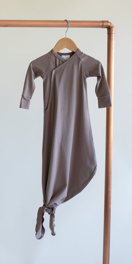 Bamboo & Organic Cotton baby knot gown tan