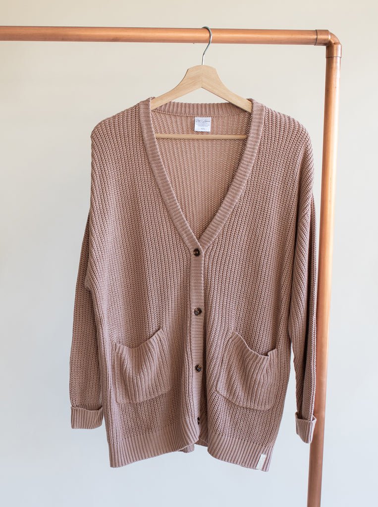 Bamboo & Organic Cotton Ladies Pink knit button cardigan 