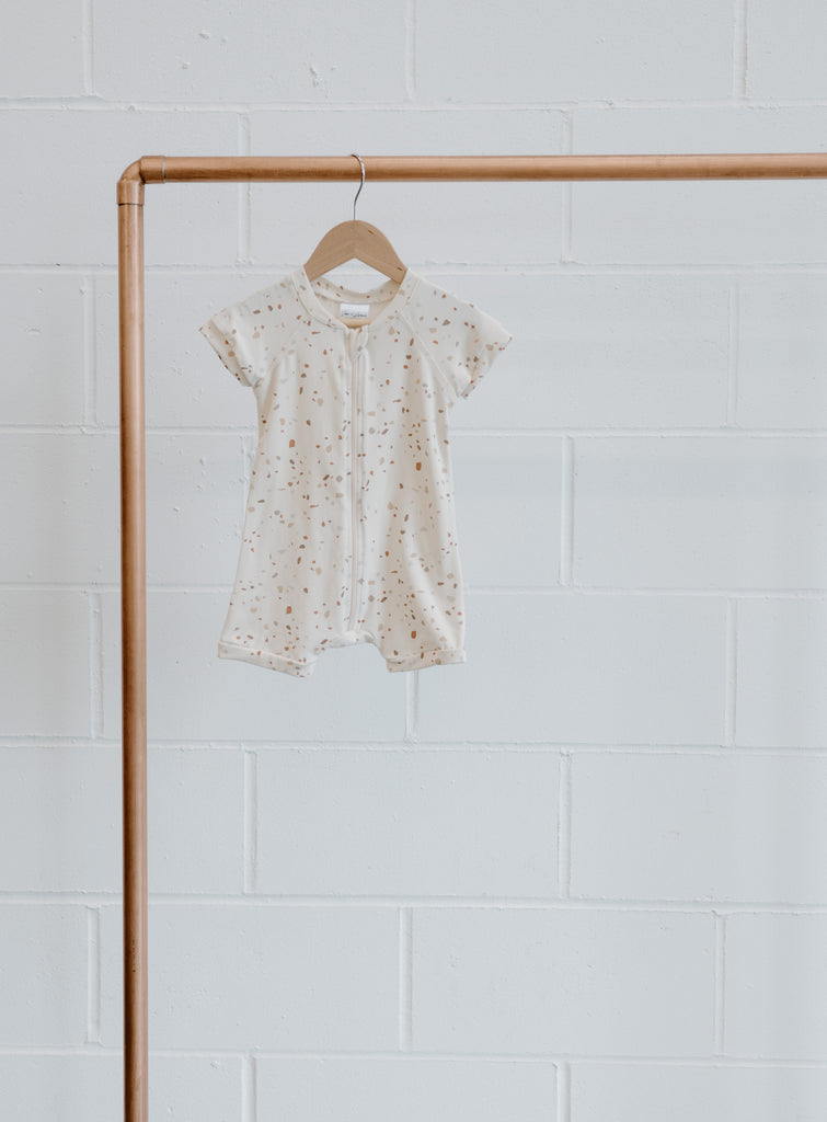 Kids Bamboo & Organic Cotton Speckled shorts romper