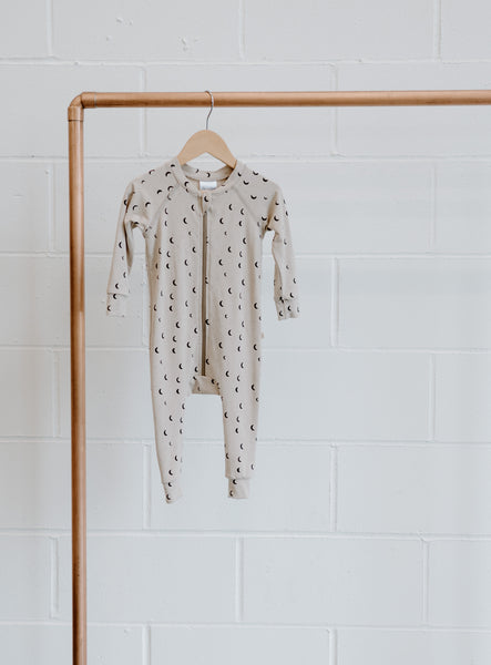 Bamboo & Organic Cotton Moons zipper sleeper pajamas