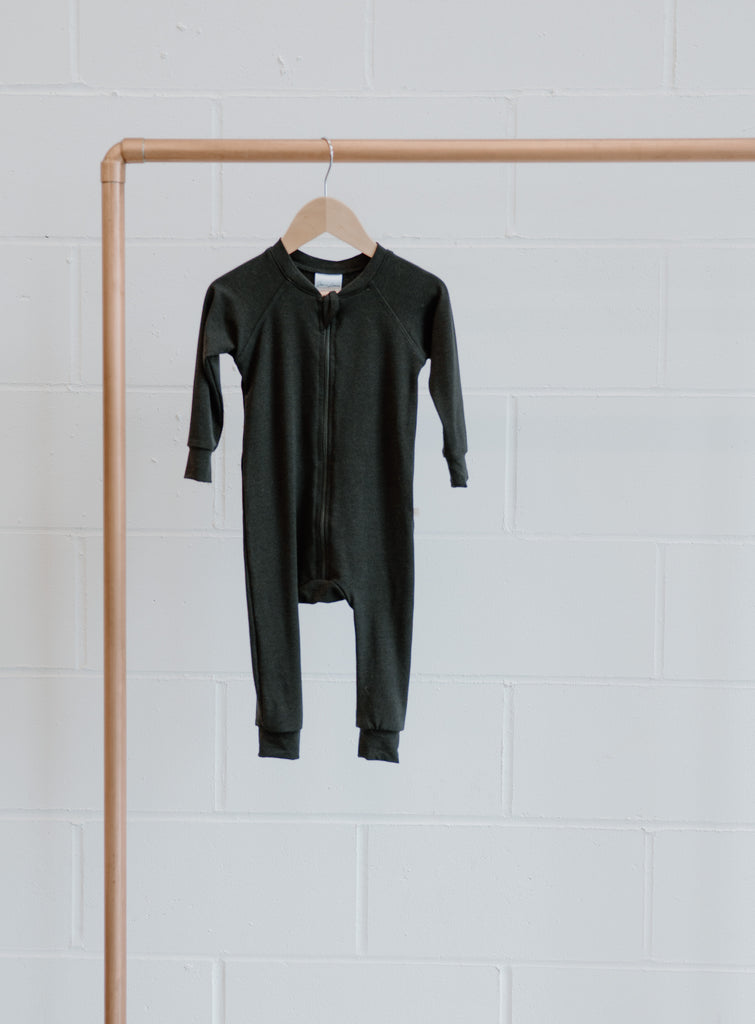 Bamboo & Organic Cotton black zipper sleeper pajamas