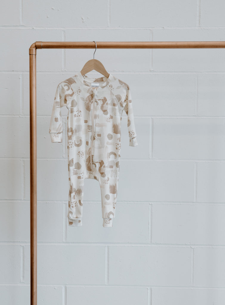Bamboo & Organic Cotton Abstract zipper sleeper pajamas