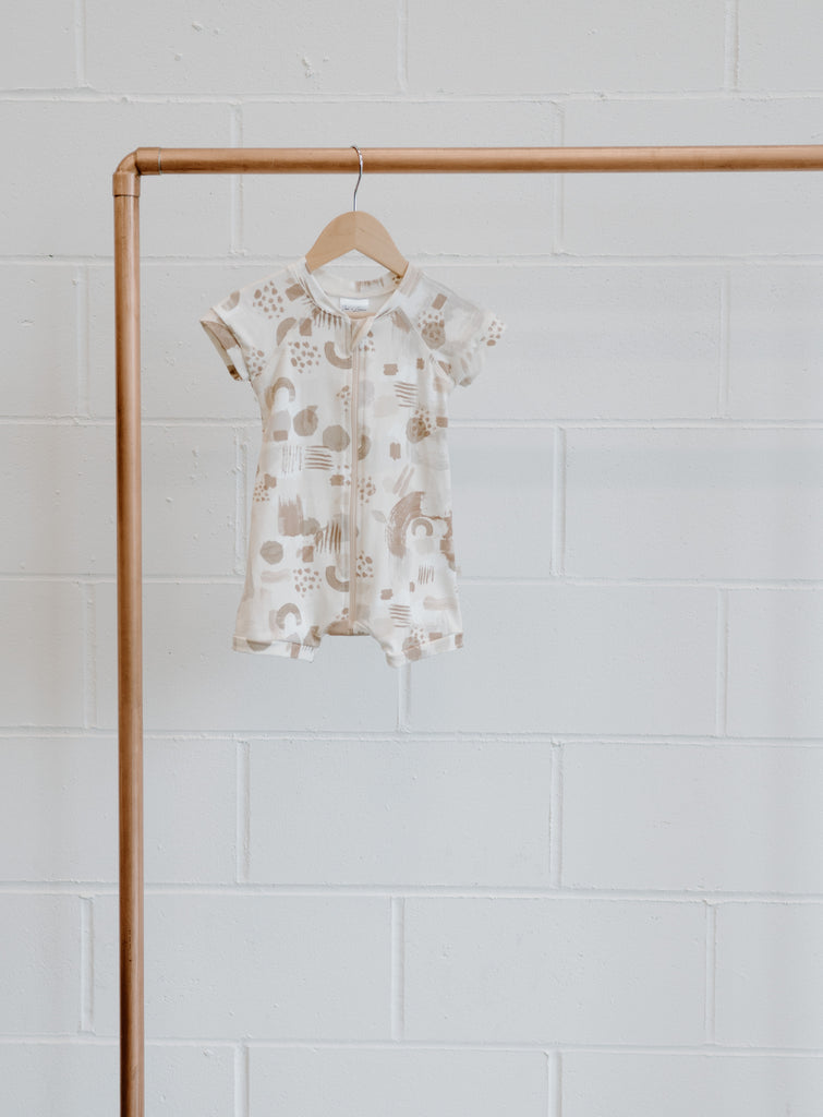 Kids Bamboo & Organic Cotton abstract shorts romper