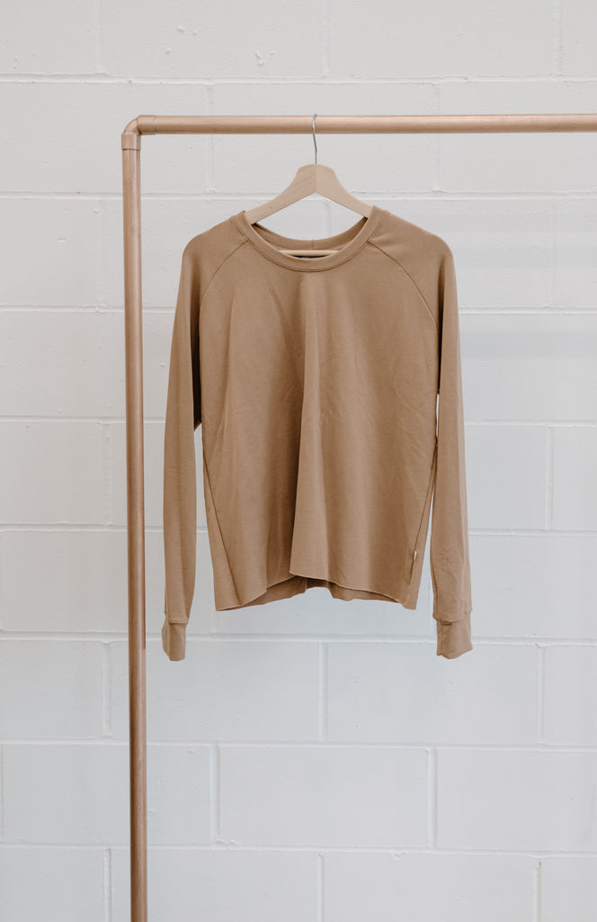 Ladies brown crew neck sweater Bamboo & Organic Cotton