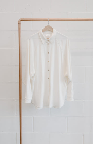 Bamboo & Organic Cotton Ladies White long sleeve button up top