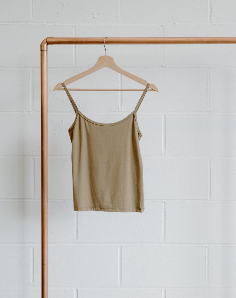 Bamboo & Organic Cotton Ladies olive green cropped Cami