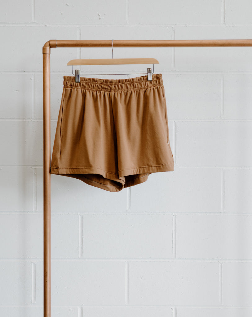 Bamboo & Organic Cotton Ladies brown relaxed shorts