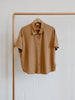 Bamboo & Organic Cotton Ladies brown short sleeve button up top